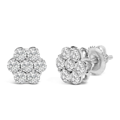 14KT White Gold 1 cttw Diamond Composite Stud Earrings (I-J, SI2-I1)