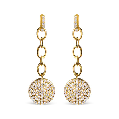 18K Yellow Gold Plated .925 Sterling Silver 1.0 Cttw Diamond Composite Cluster Dangle Chain Earrings (I-J Color, I1-I2 Clarity)