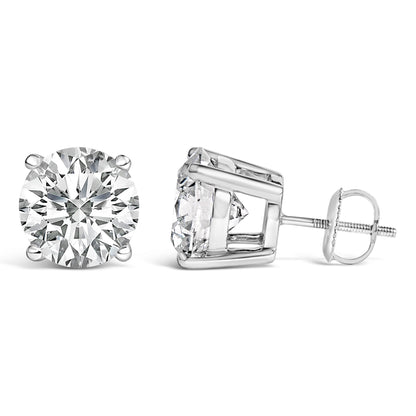 14K White Gold 4.0 Cttw Round Lab Grown Diamond Solitaire Stud Earrings with Screw Backs