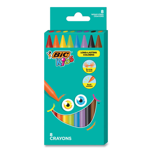 BIC Kids Coloring Crayons, 8 Assorted Colors, 8/Pack