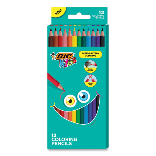 BIC Kids Coloring Pencils, 0.7 mm, HB2 (#2), Assorted Lead, Assorted Barrel Colors, 12/Pack