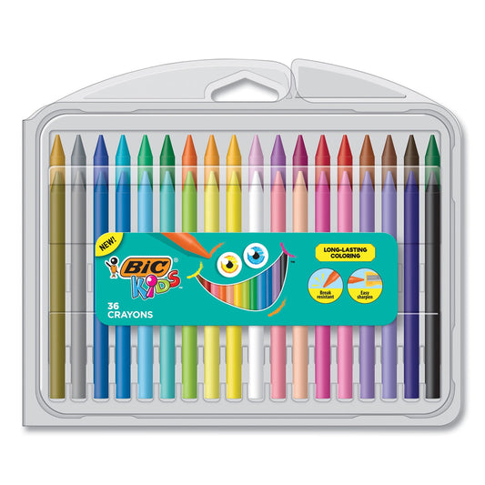 BIC Kids Coloring Crayons, 36 Assorted Colors, 36/Pack