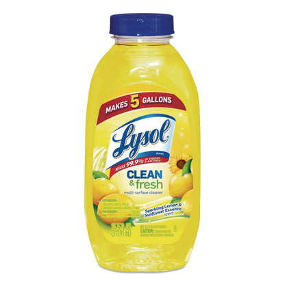 LYSOL Clean and Fresh Multi-Surface Cleaner, Sparkling Lemon and Sunflower Essence, 10.75 oz Bottle, 20/Carton