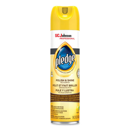 Pledge Furniture Polish, Lemon, 14.2 oz Aerosol Spray, 6/Carton