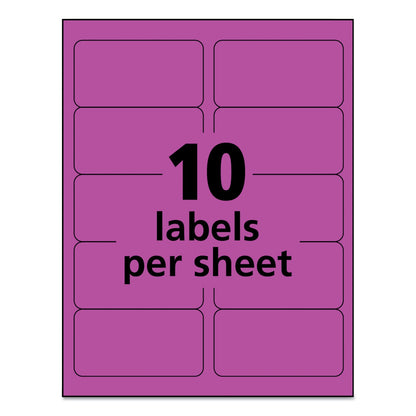Avery High-Visibility Permanent Laser ID Labels, 2 x 4, Neon Magenta, 1000/Box