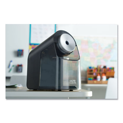 X-ACTO Model 1675 TeacherPro Classroom Electric Pencil Sharpener, AC-Powered, 4 x 7.5 x 8, Black/Silver/Smoke