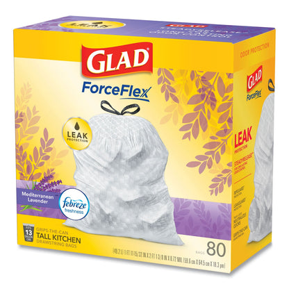 Glad OdorShield Tall Kitchen Drawstring Bags, 13 gal, 0.95 mil, 24" x 27.38", White, 240/Carton