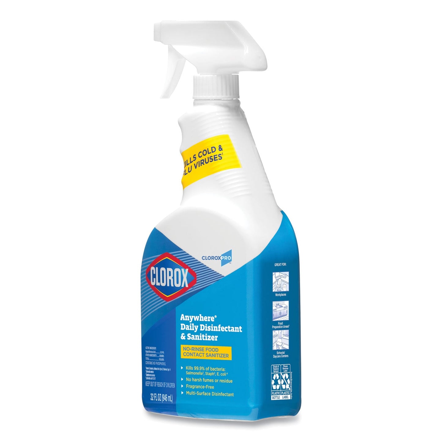 Clorox Anywhere Hard Surface Sanitizing Spray, 32 oz Spray Bottle, 12/Carton