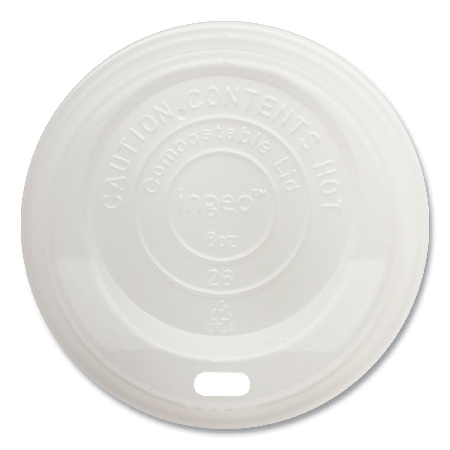 World Centric PLA Lids for Hot Cups, Fits 8 oz Cups, White, 1,000/Carton