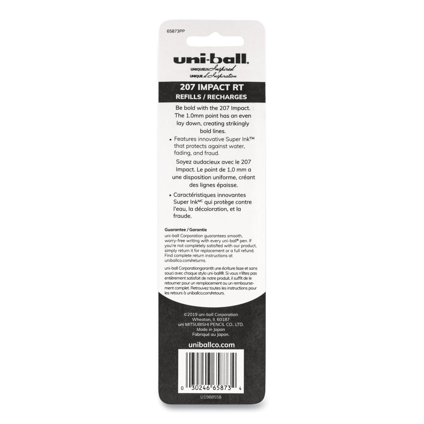 uniball Refill for Gel 207 IMPACT RT Roller Ball Pens, Bold Conical Tip, Black Ink, 2/Pack