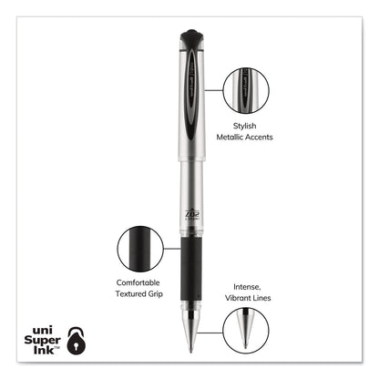uniball 207 Impact Gel Pen, Stick, Bold 1 mm, Black Ink, Silver/Black Barrel