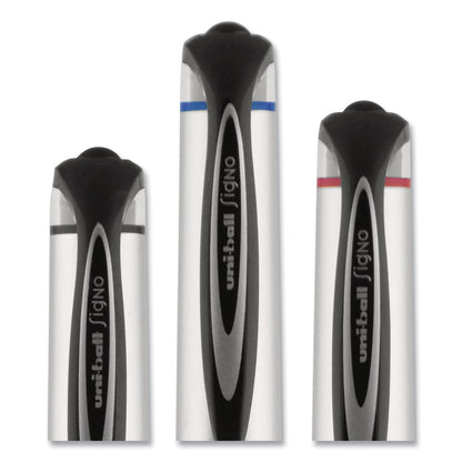 uniball 207 Impact Gel Pen, Stick, Bold 1 mm, Black Ink, Silver/Black Barrel