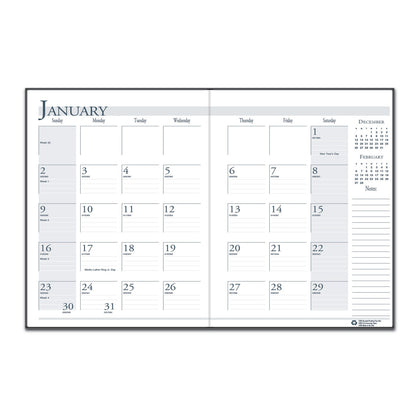 House of Doolittle Recycled Ruled 14-Month Planner with Stitched Leatherette Cover, 10 x 7, Black Cover, 14-Month (Dec to Jan): 2022 to 2024