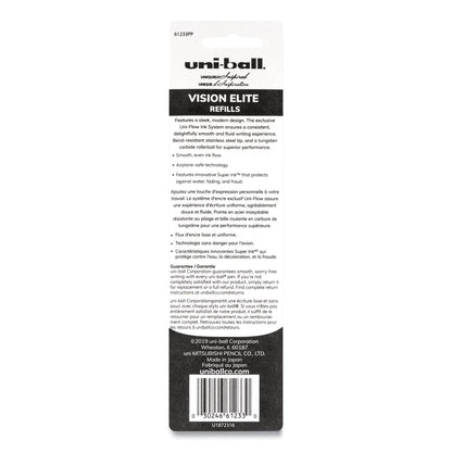 uniball Refill for Vision Elite Roller Ball Pens, Bold Conical Tip, Black Ink, 2/Pack