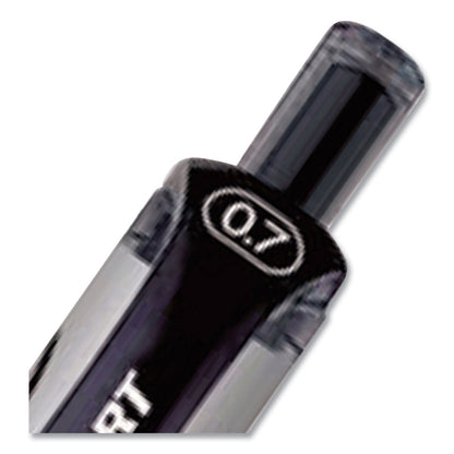 uniball Signo Gel Pen, Retractable, Medium 0.7 mm, Black Ink, Black/Metallic Accents Barrel, Dozen