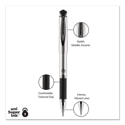 uniball 207 Impact Gel Pen, Stick, Bold 1 mm, Blue Ink, Black Barrel