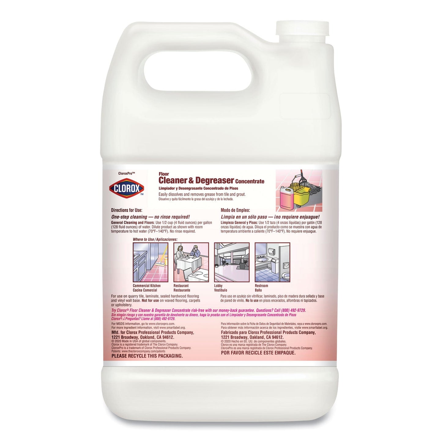 Clorox Professional Floor Cleaner and Degreaser Concentrate, 1 gal Bottle