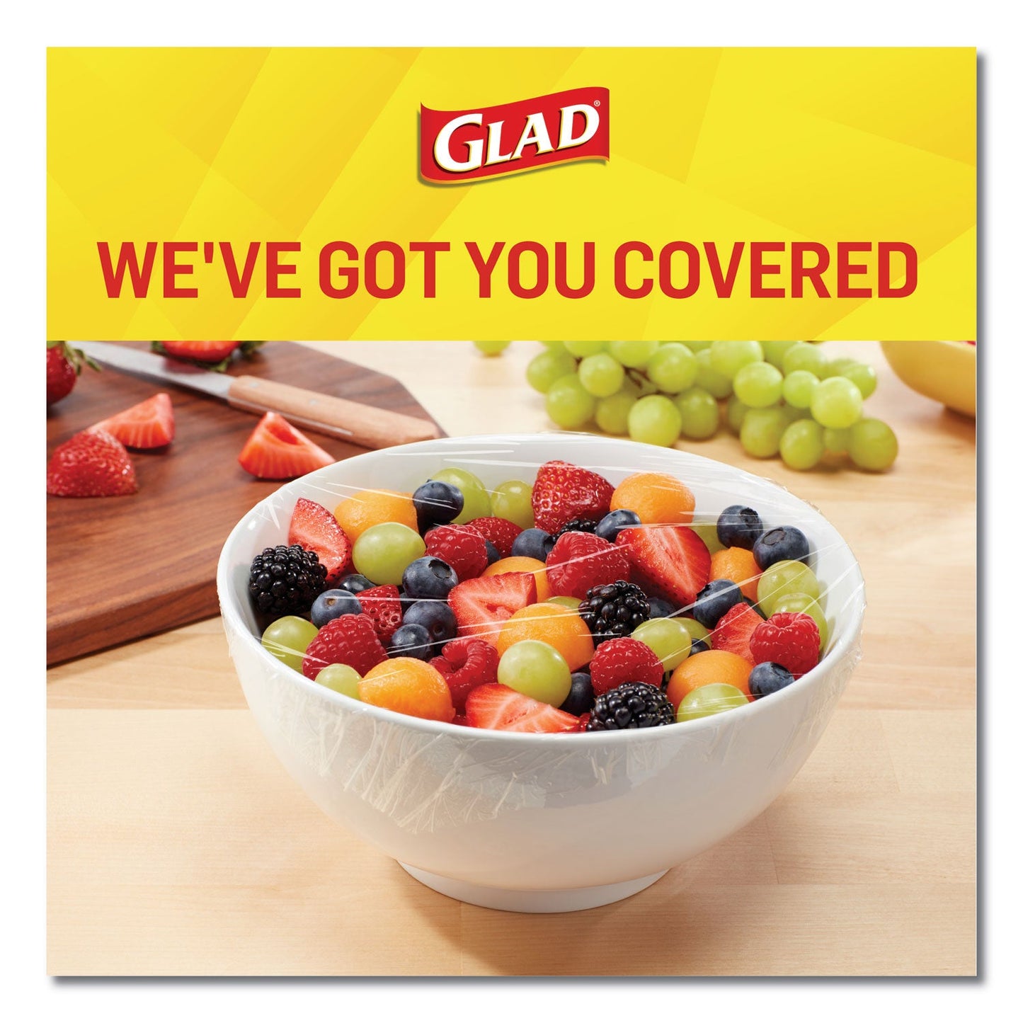 Glad ClingWrap Plastic Wrap, 200 Square Foot Roll, Clear, 12 Rolls/Carton