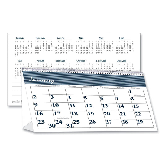 House of Doolittle Bar Harbor Recycled Desk Tent Monthly Calendar, Bar Harbor Artwork, 7 x 4.25, White/Blue/Gray Sheets, 2023
