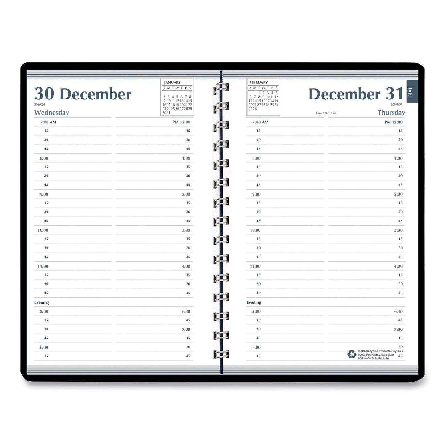 House of Doolittle Memo Size Daily Appointment Book with 15-Minute Schedule, 8 x 5, Black Cover, 12-Month (Jan to Dec): 2023