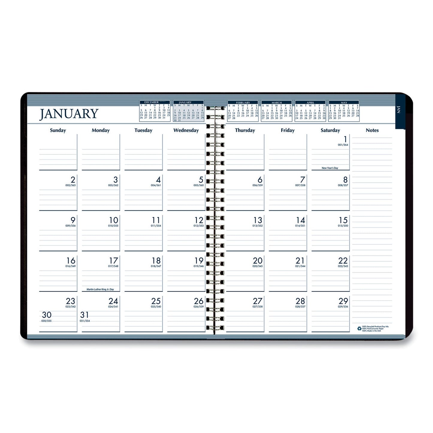 House of Doolittle Recycled Wirebound Weekly/Monthly Planner, 11 x 8.5, Black Cover, 12-Month (Jan to Dec): 2023