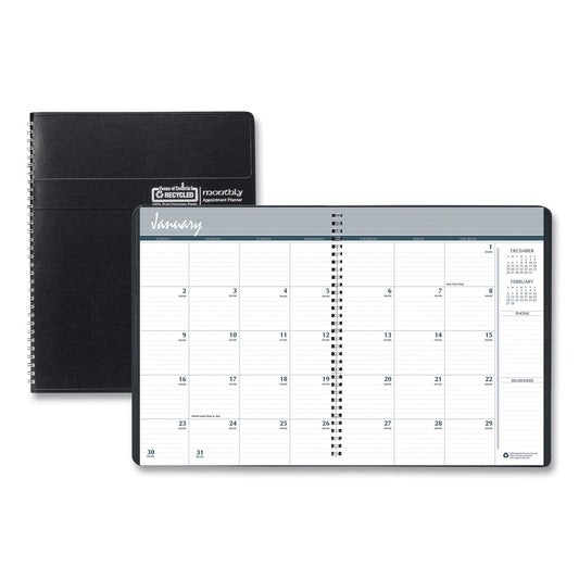 House of Doolittle 14-Month Recycled Ruled Monthly Planner, 8.75 x 6.78, Black Cover, 14-Month (Dec to Jan): 2022 to 2024