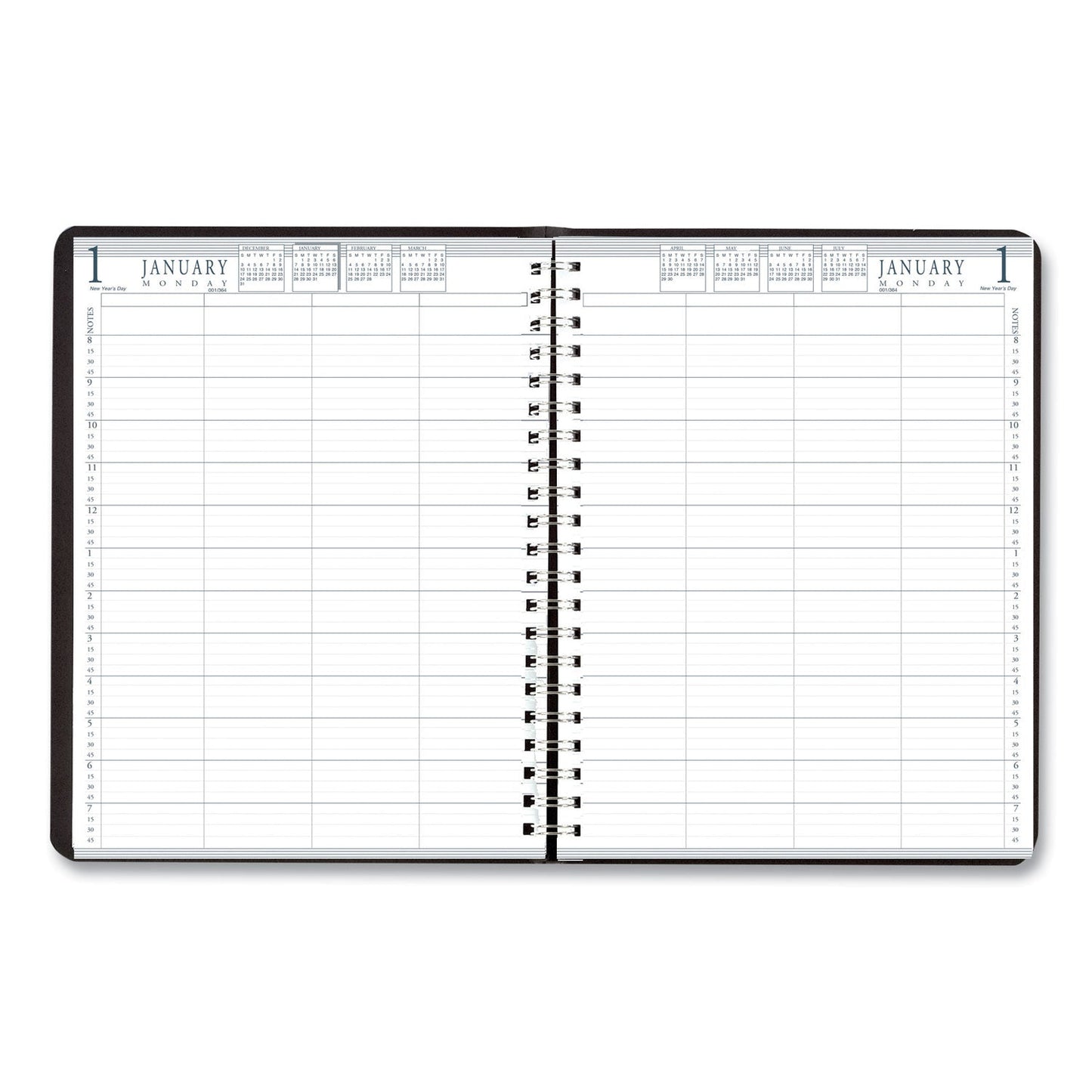 House of Doolittle Eight-Person Group Practice Daily Appointment Book, 11 x 8.5, Black Cover, 12-Month (Jan to Dec): 2023