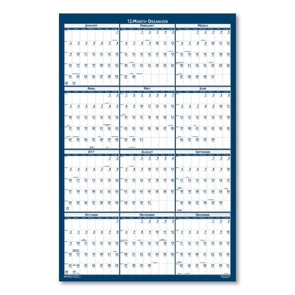 House of Doolittle Recycled Poster Style Reversible/Erasable Yearly Wall Calendar, 18 x 24, White/Blue/Gray Sheets, 12-Month (Jan to Dec): 2023