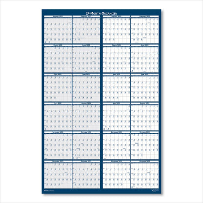 House of Doolittle Reversible/Erasable 2 Year Wall Calendar, 24 x 37, Light Blue/Blue/White Sheets, 24-Month (Jan to Dec): 2023 to 2024
