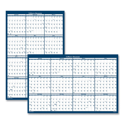 House of Doolittle Recycled Poster Style Reversible/Erasable Yearly Wall Calendar, 66 x 33, White/Blue/Gray Sheets, 12-Month (Jan to Dec): 2023