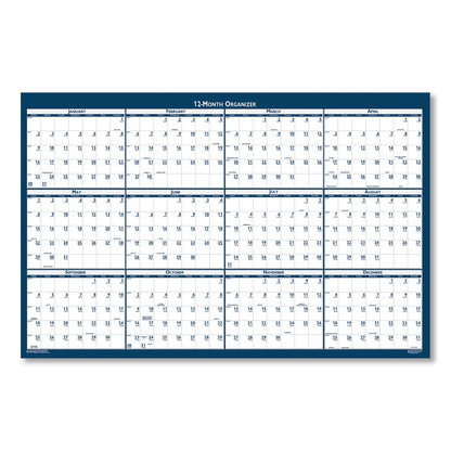 House of Doolittle Recycled Poster Style Reversible/Erasable Yearly Wall Calendar, 18 x 24, White/Blue/Gray Sheets, 12-Month (Jan to Dec): 2023