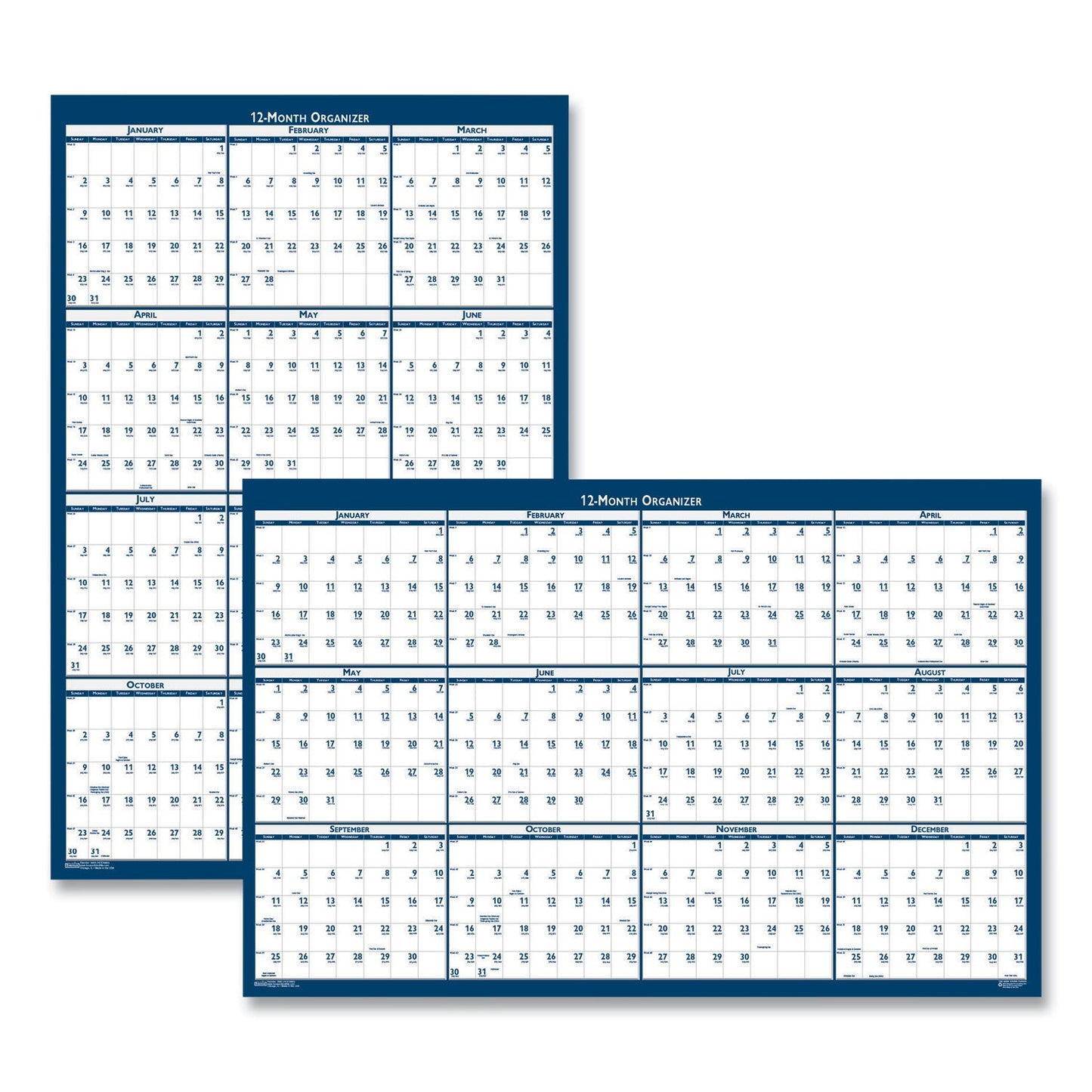House of Doolittle Recycled Poster Style Reversible/Erasable Yearly Wall Calendar, 24 x 37, White/Blue/Gray Sheets, 12-Month (Jan to Dec): 2023