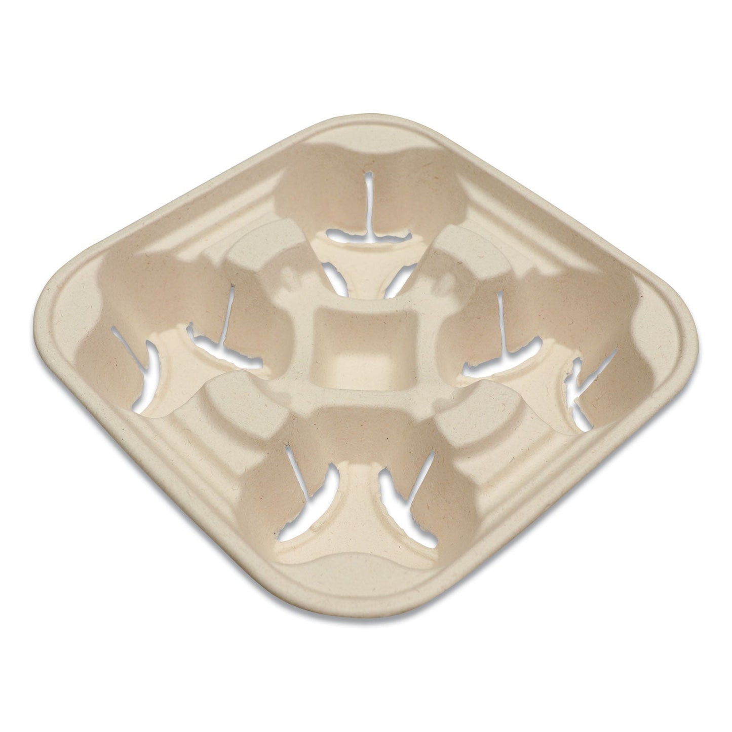 World Centric Fiber Cup Carriers, 8 oz to 22 oz Cups, Four Cups, Natural, 600/Carton