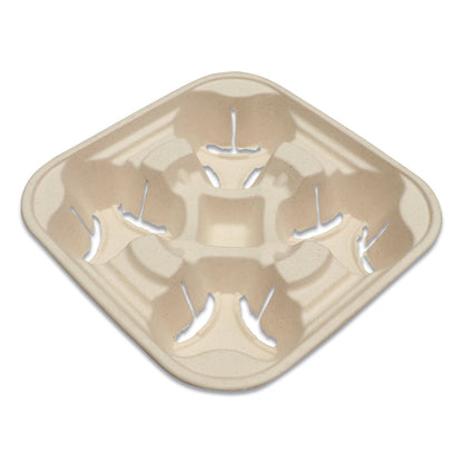 World Centric Fiber Cup Carriers, 8 oz to 22 oz Cups, Four Cups, Natural, 600/Carton