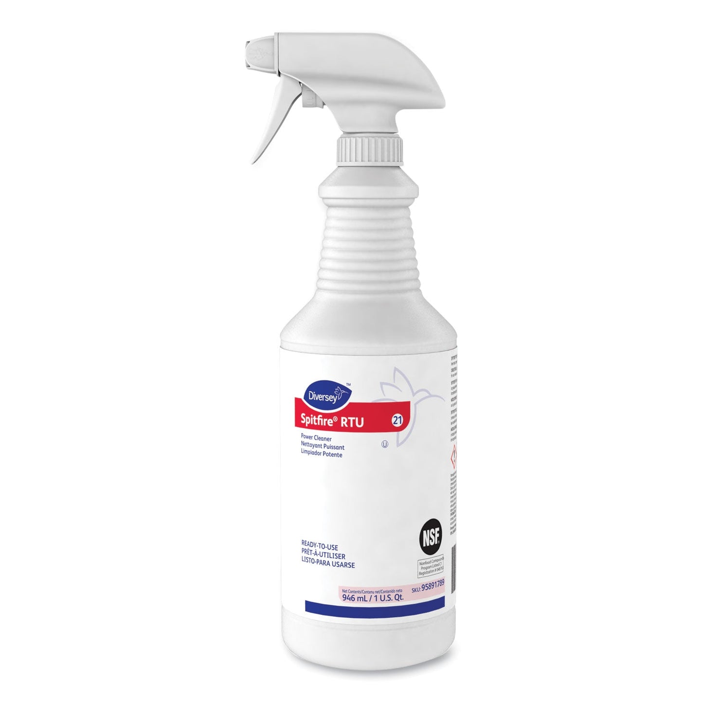 Diversey Spitfire Power Cleaner, Liquid, Fresh Pine Scent, 32 oz Spray Bottle, 12/Carton