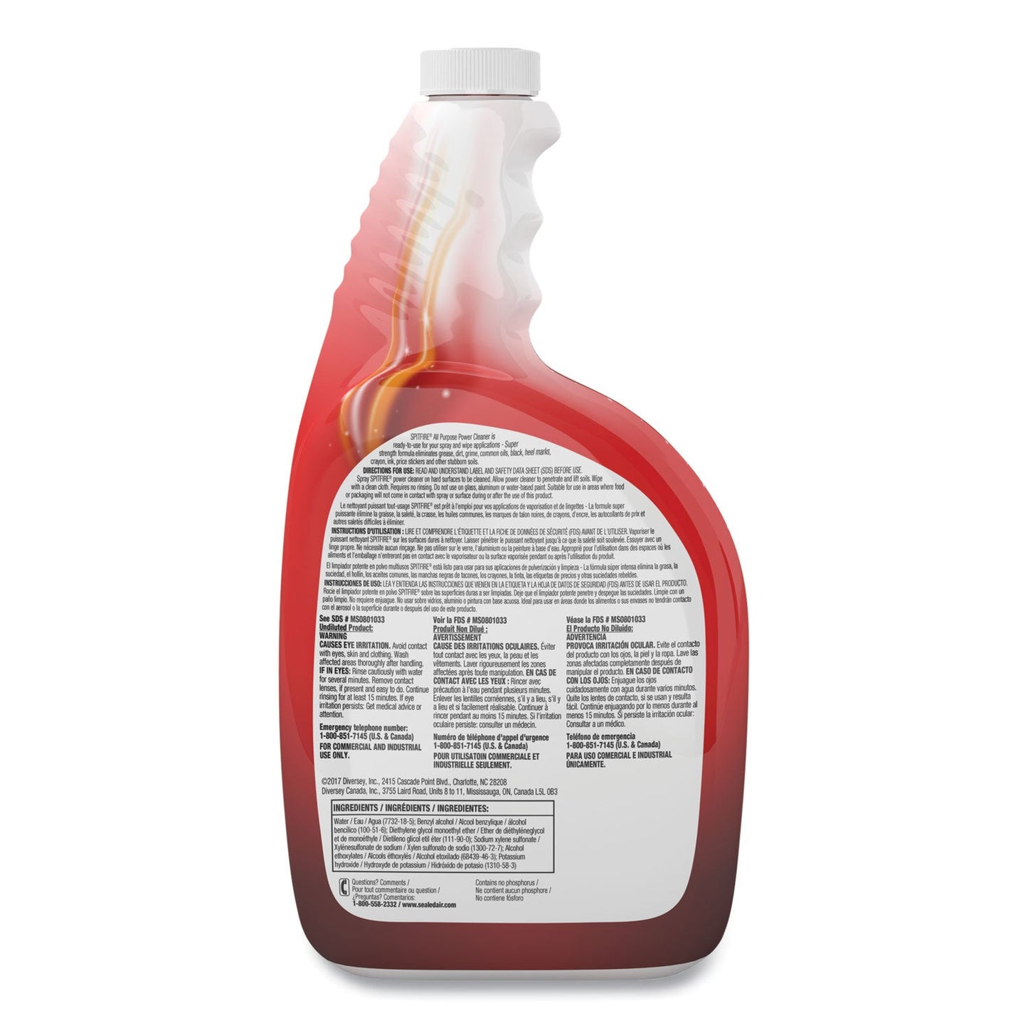 Diversey Spitfire All Purpose Power Cleaner, 32 oz Spray Bottle