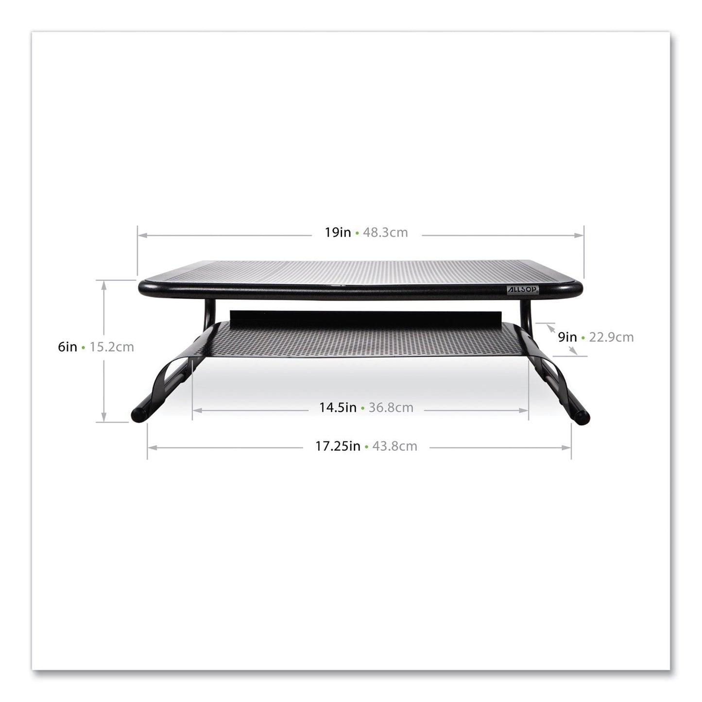 Allsop Metal Art Printer and Monitor Stand Plus, 18" x 13.5" x 6", Black, Supports 50 lbs