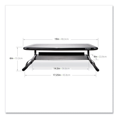 Allsop Metal Art Printer and Monitor Stand Plus, 18" x 13.5" x 6", Black, Supports 50 lbs