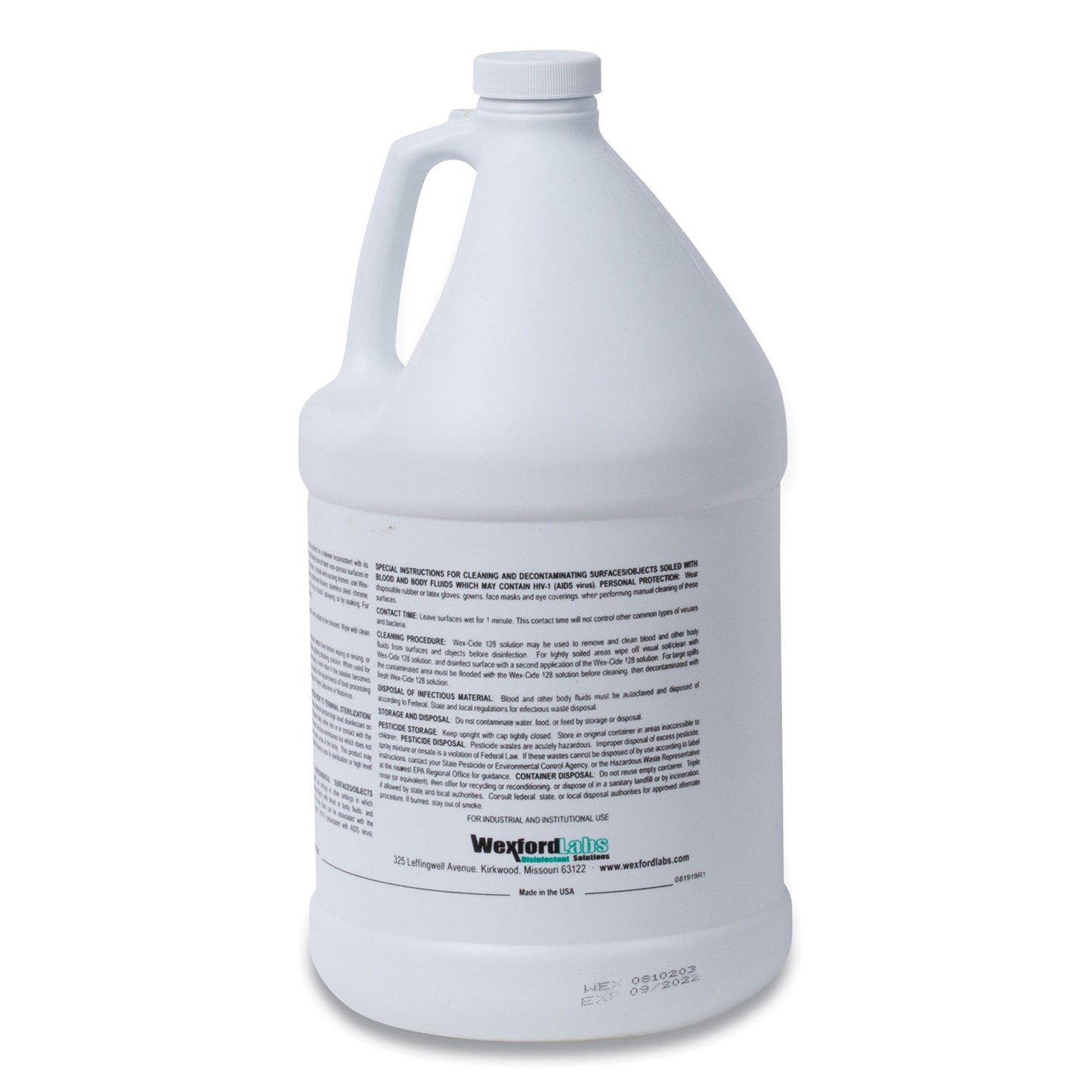 Wexford Labs Wex-Cide Concentrated Disinfecting Cleaner, Nectar Scent, 128 oz Bottle