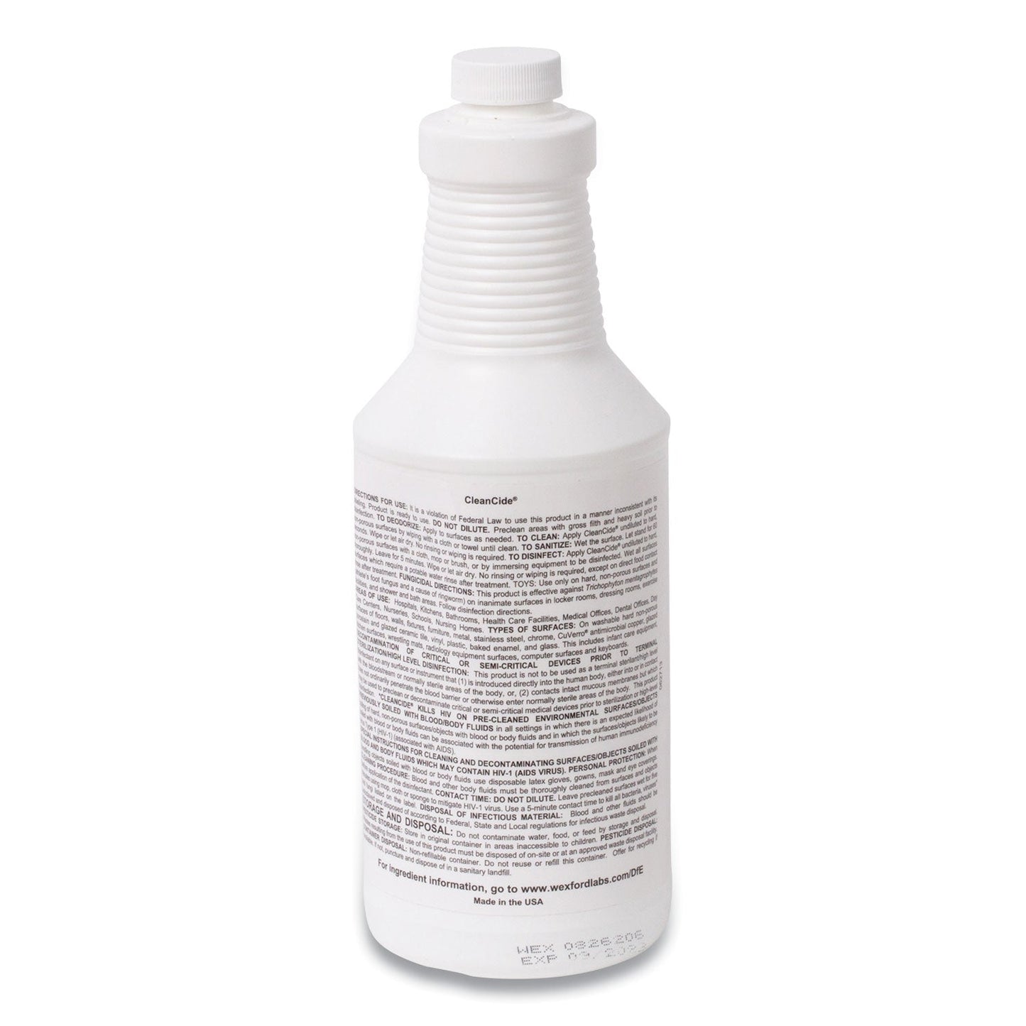 Wexford Labs CleanCide RTU Disinfecting Cleaner, Light Citrus Scent, 32 oz Bottle, 12 Bottles and 4 Trigger Sprayers/Carton