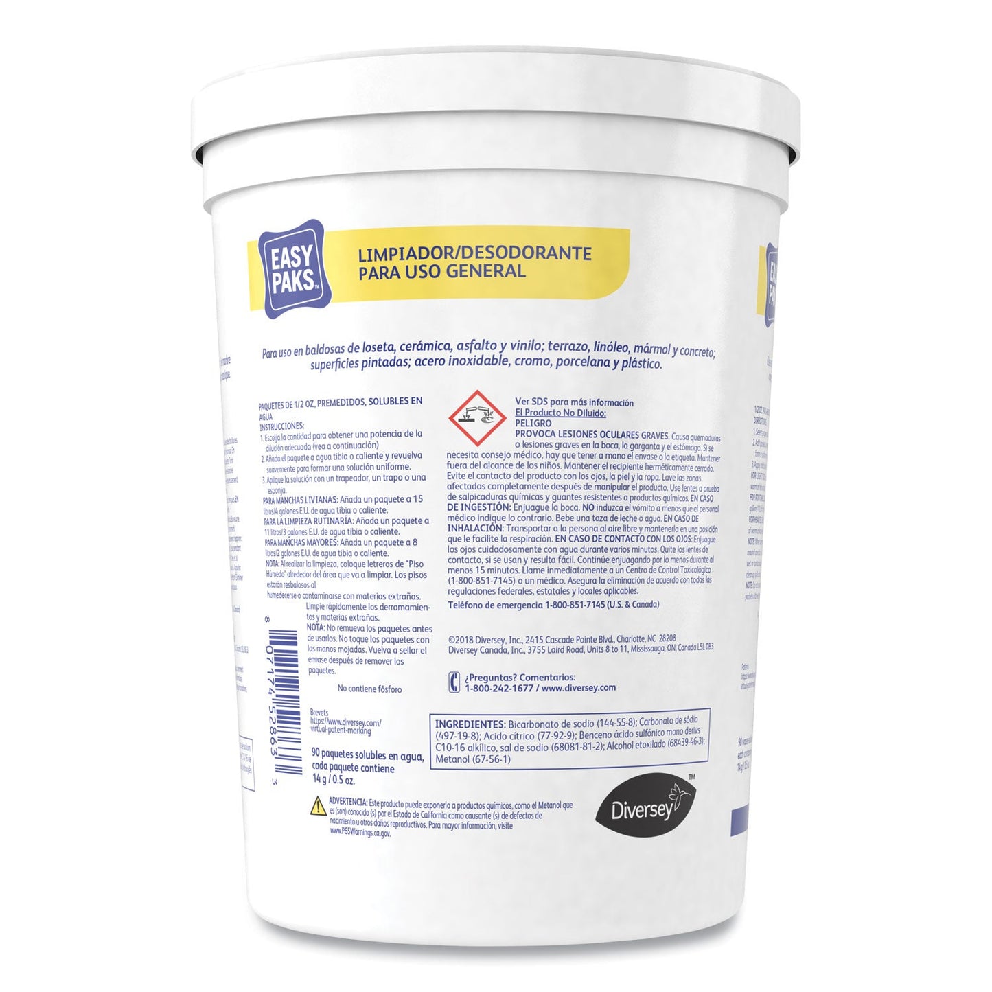 Easy Paks All-Purpose Cleaner/Deodorizer, 90 .5 oz Packets/Tub, 2 Tubs/Carton