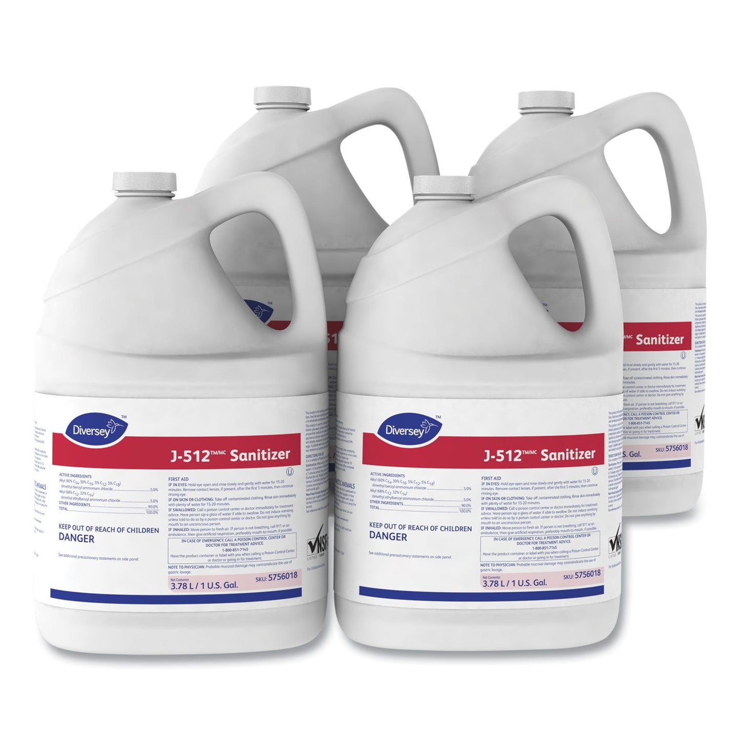 Diversey J-512TM/MC Sanitizer, 1 gal Bottle, 4/Carton