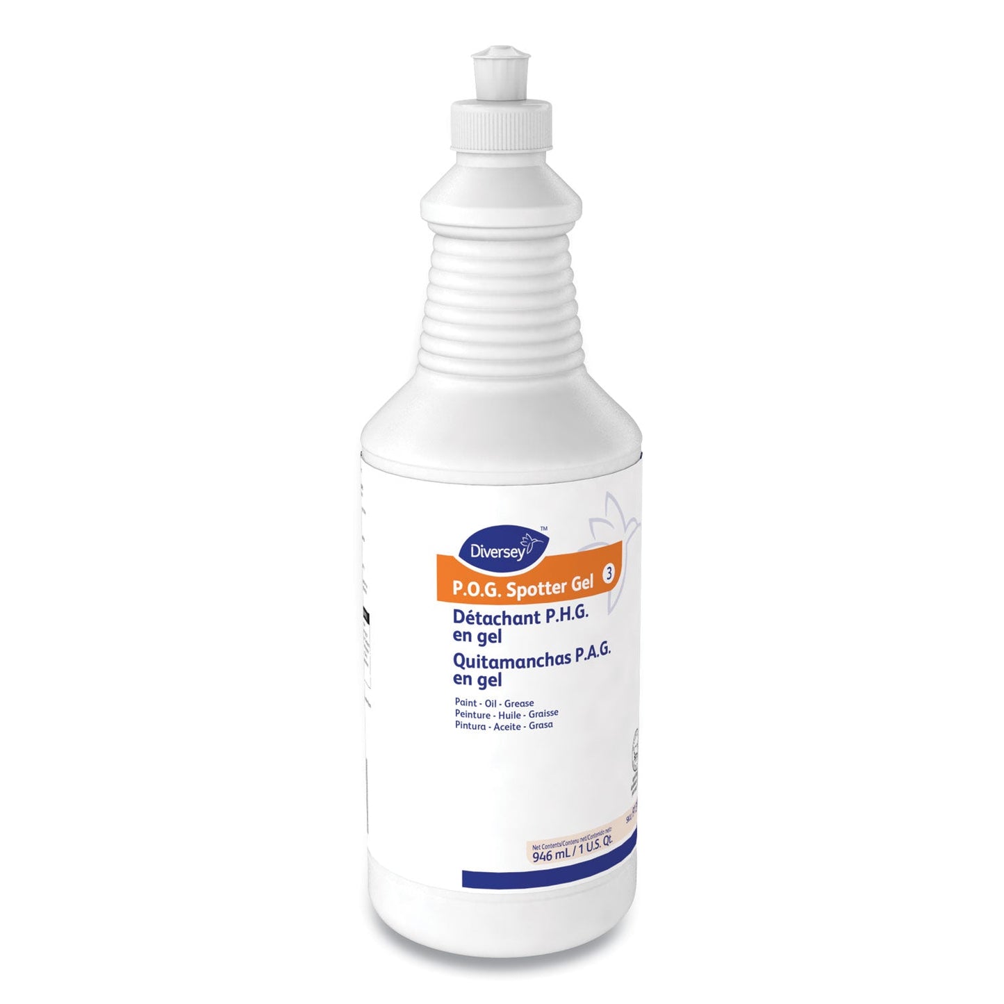Diversey Paint, Oil and Grease Spotter Gel, Fruity Scent, 32 oz Squeeze Bottle, 6/Carton