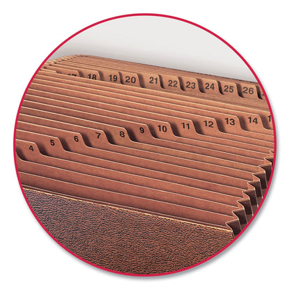 Smead TUFF Expanding Open-Top Stadium File, 31 Sections, 1/31-Cut Tabs, Legal Size, Redrope