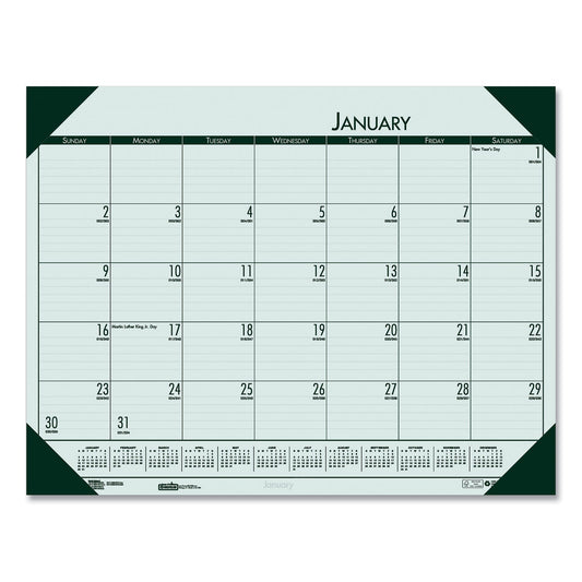 House of Doolittle EcoTones Recycled Monthly Desk Pad Calendar, 22 x 17, Green-Tint/Woodland Green Sheets/Corners, 12-Month (Jan to Dec): 2023
