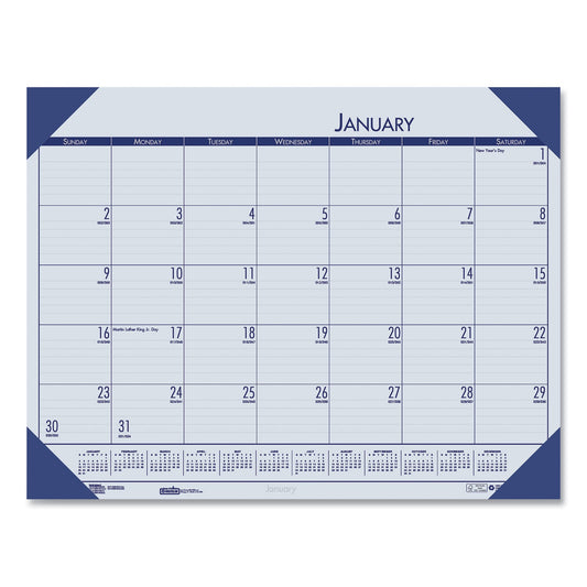 House of Doolittle EcoTones Recycled Monthly Desk Pad Calendar, 22 x 17, Ocean Blue Sheets/Corners, Black Binding, 12-Month (Jan-Dec): 2023