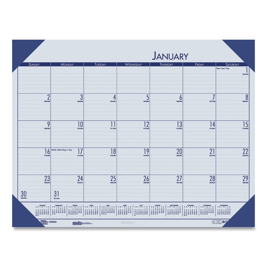 House of Doolittle EcoTones Recycled Monthly Desk Pad Calendar, 18.5 x 13, Ocean Blue Sheets/Corners, Black Binding, 12-Month (Jan to Dec): 2023