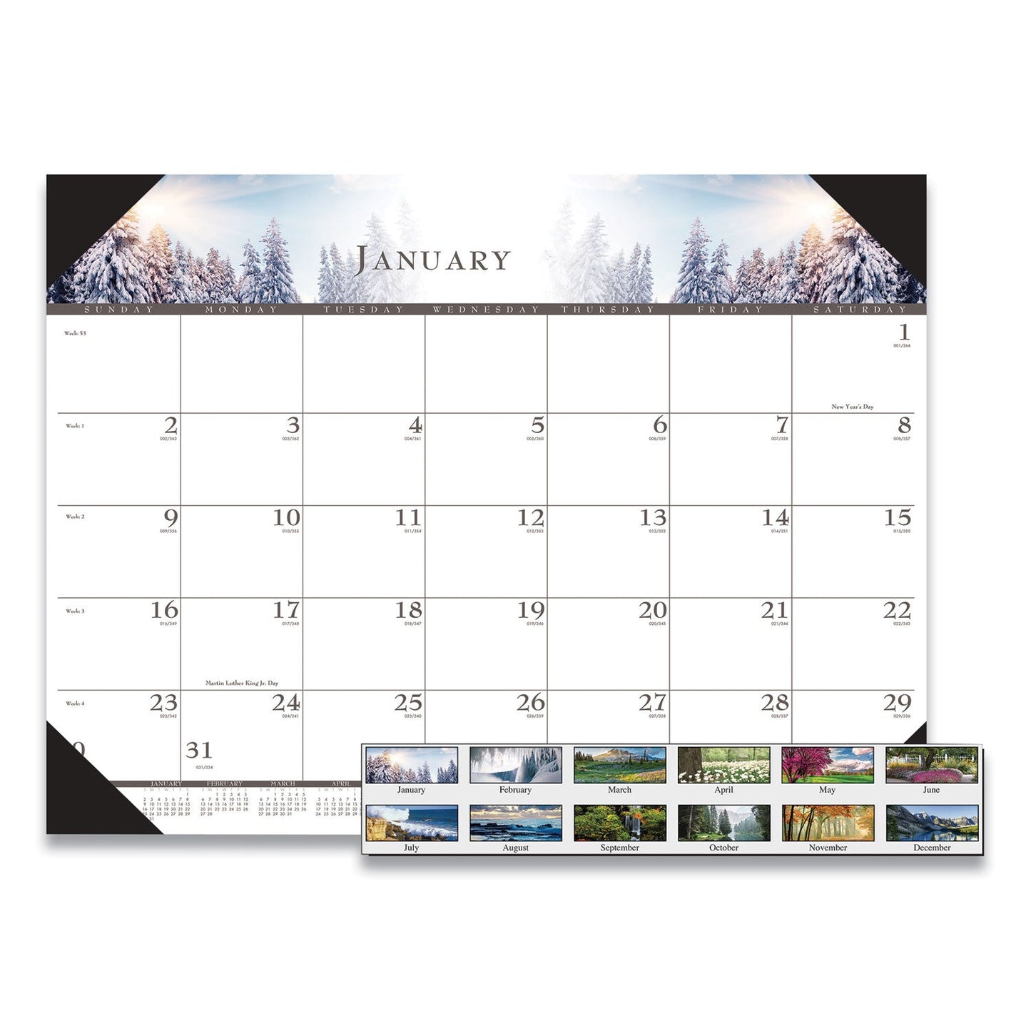 House of Doolittle Recycled Full-Color Monthly Desk Pad Calendar, Nature Photography, 22 x 17, Black Binding/Corners,12-Month (Jan to Dec): 2023
