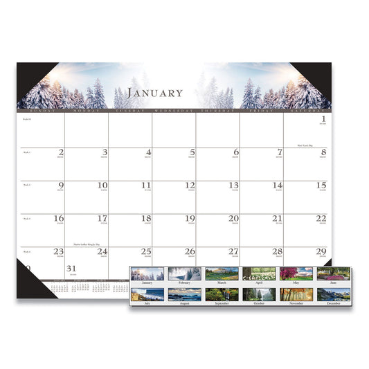 House of Doolittle Recycled Full-Color Monthly Desk Pad Calendar, Nature Photography, 22 x 17, Black Binding/Corners,12-Month (Jan to Dec): 2023