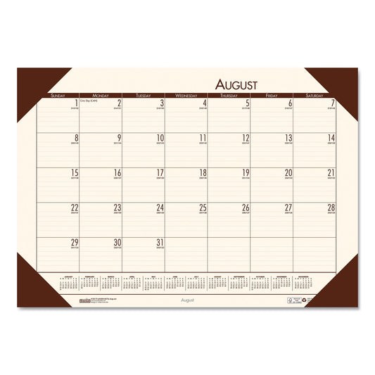 House of Doolittle EcoTones Recycled Academic Desk Pad Calendar, 18.5 x 13, Cream Sheets, Brown Corners, 12-Month (Aug to July): 2022 to 2023